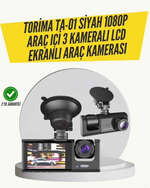 TA-01 3 Kameralı 1080P Araç Kamerası Siyah - Lisinya