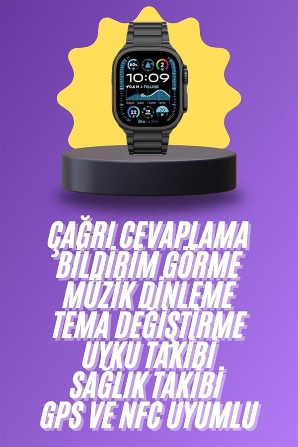 Ultra 3 Kordonlu Amoled Ekran Akıllı Saat Çok Fonksiyonlu Uyku ve Sağlık Takibi - Lisinya