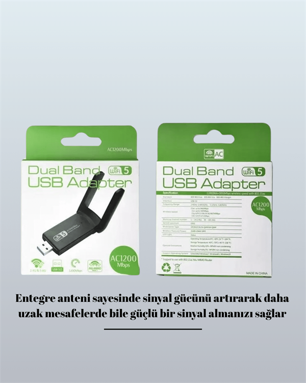 USB 3.0 Wireless Adaptör – 2.4GHz & 5GHz Destekli - Lisinya