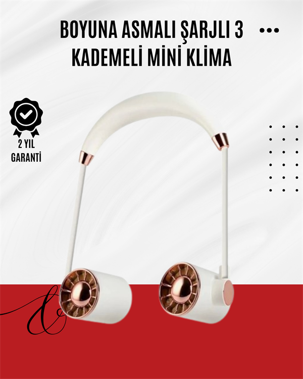 USB Şarjlı Katlanabilir Boyun Fanı | 3 Kademeli, Sessiz ve Taşınabilir Tasarım - Lisinya