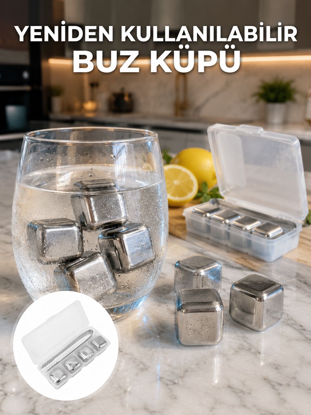 Hızlı Soğutma Özellikli Paslanmaz Metal Buz Küpü Takımı - Lisinya Hızlı Soğutma Özellikli Paslanmaz Metal Buz Küpü Takımı - Lisinya