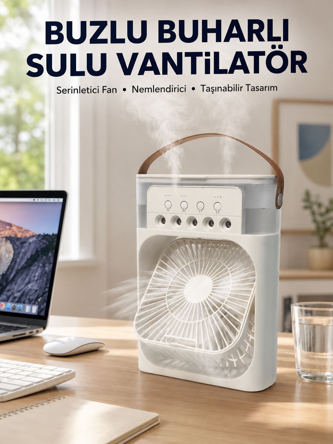 Spreyli Mini Masaüstü Fan | 500ML Su Hazneli, 3 Kademeli Soğutucu - Lisinya Spreyli Mini Masaüstü Fan | 500ML Su Hazneli, 3 Kademeli Soğutucu - Lisinya