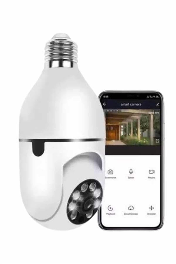 Wifi Güvenlik Kamerası Çift kameralı Ampule Takılabilir Sensörlü - Lisinya
