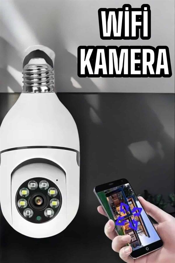 Wifi Kamera Duylu Ampul Görünümlü 360 Derece Dönebilen Ev Kamerası - Lisinya