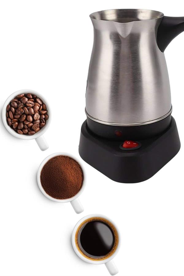 Yeni Nesil Türk Kahve Makinesi Cezvesi Siyah Gri Kablolu Pratik - Lisinya