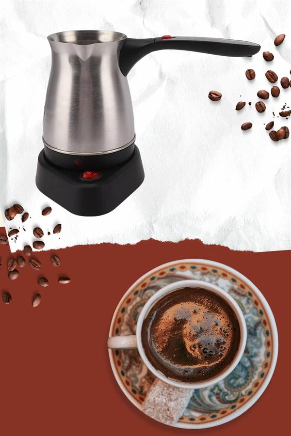 Yeni Nesil Türk Kahve Makinesi Cezvesi Siyah Gri Kablolu Pratik - Lisinya