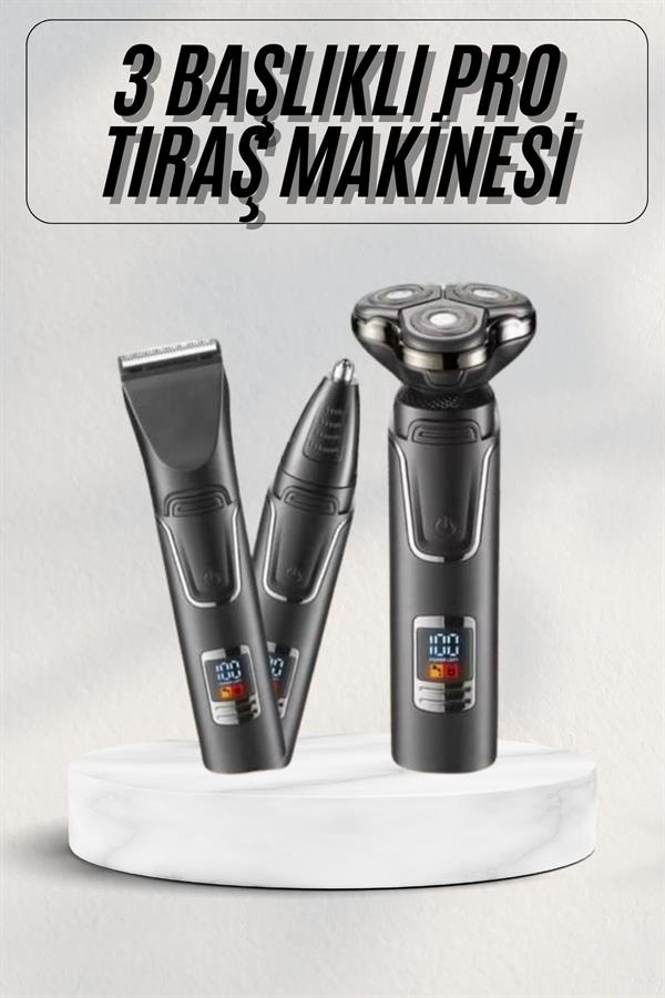 Yüksek Performanslı 3 Başlıklı Profesyonel Şarjlı Islak ve Kuru Kullanıma Uygun - Lisinya
