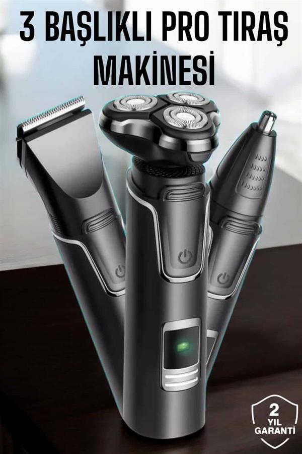 Yüksek Performanslı 3 Başlıklı Profesyonel Tıraş Makinesi - Lisinya