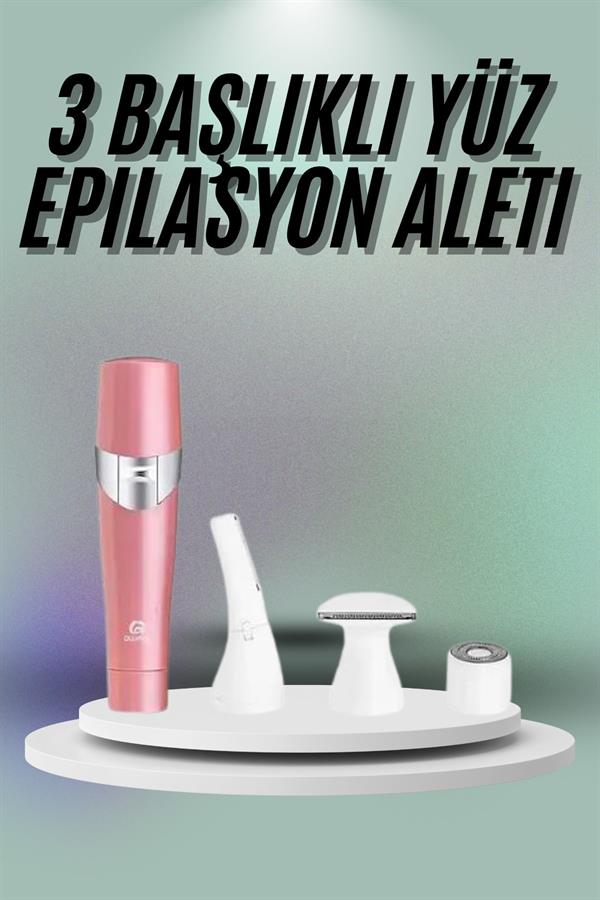 Yüz, Kaş ve Tüm Vücut Epilasyon Aleti3 Başlıklı Epilatör Tüm Cilt Tiplerine Uygun - Lisinya
