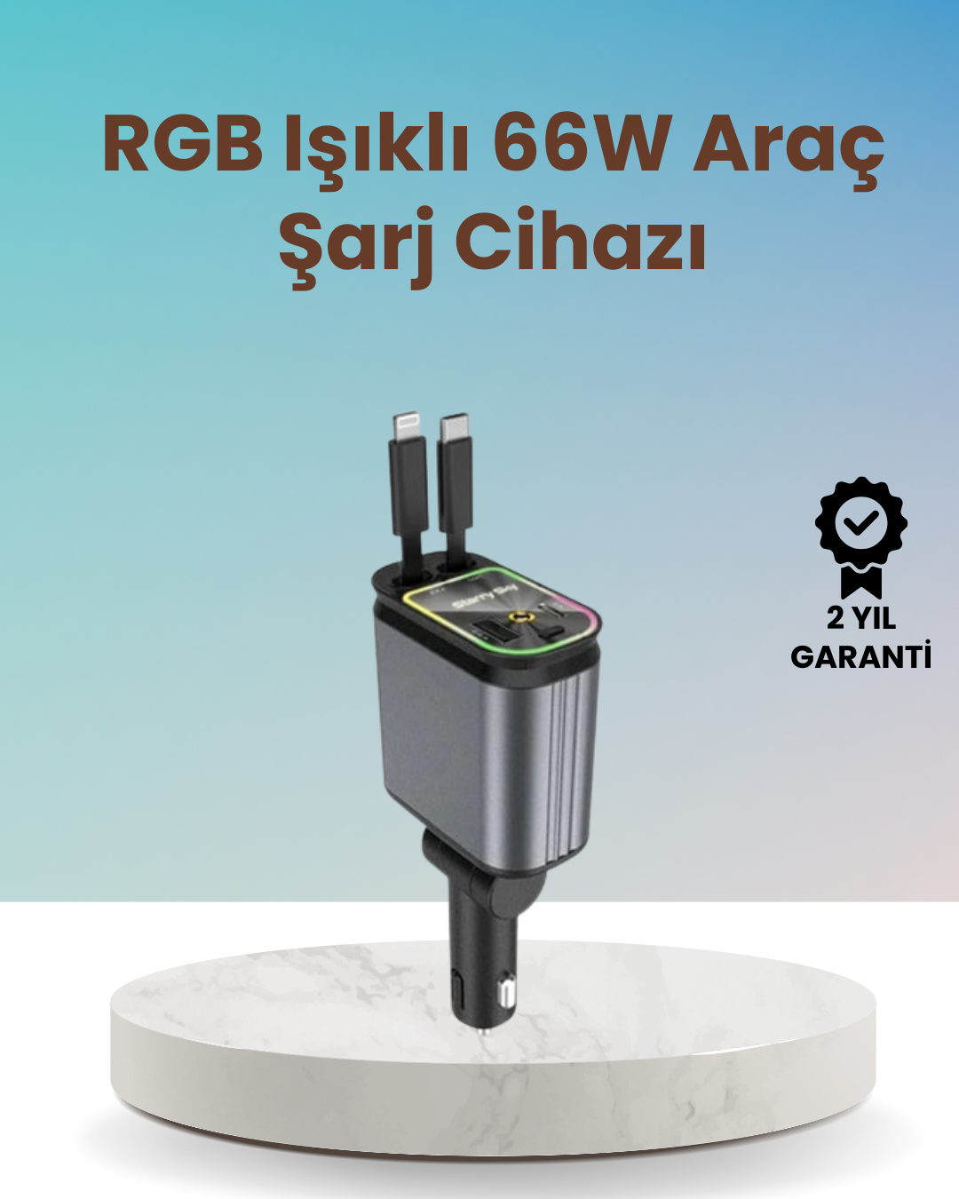 BMW, Mercedes, Audi, Volkswagen Araçlar için 4’ü 1 Arada Hızlı Şarj Cihazı - Lisinya