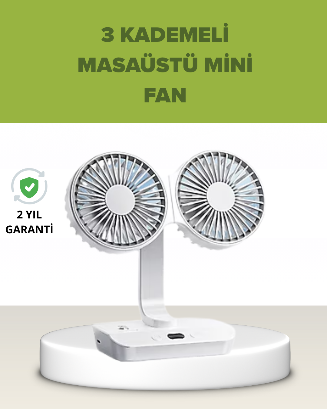 Çift Kafalı Masaüstü ve Duvar Tipi Sessiz USB Şarjlı Fan - Lisinya