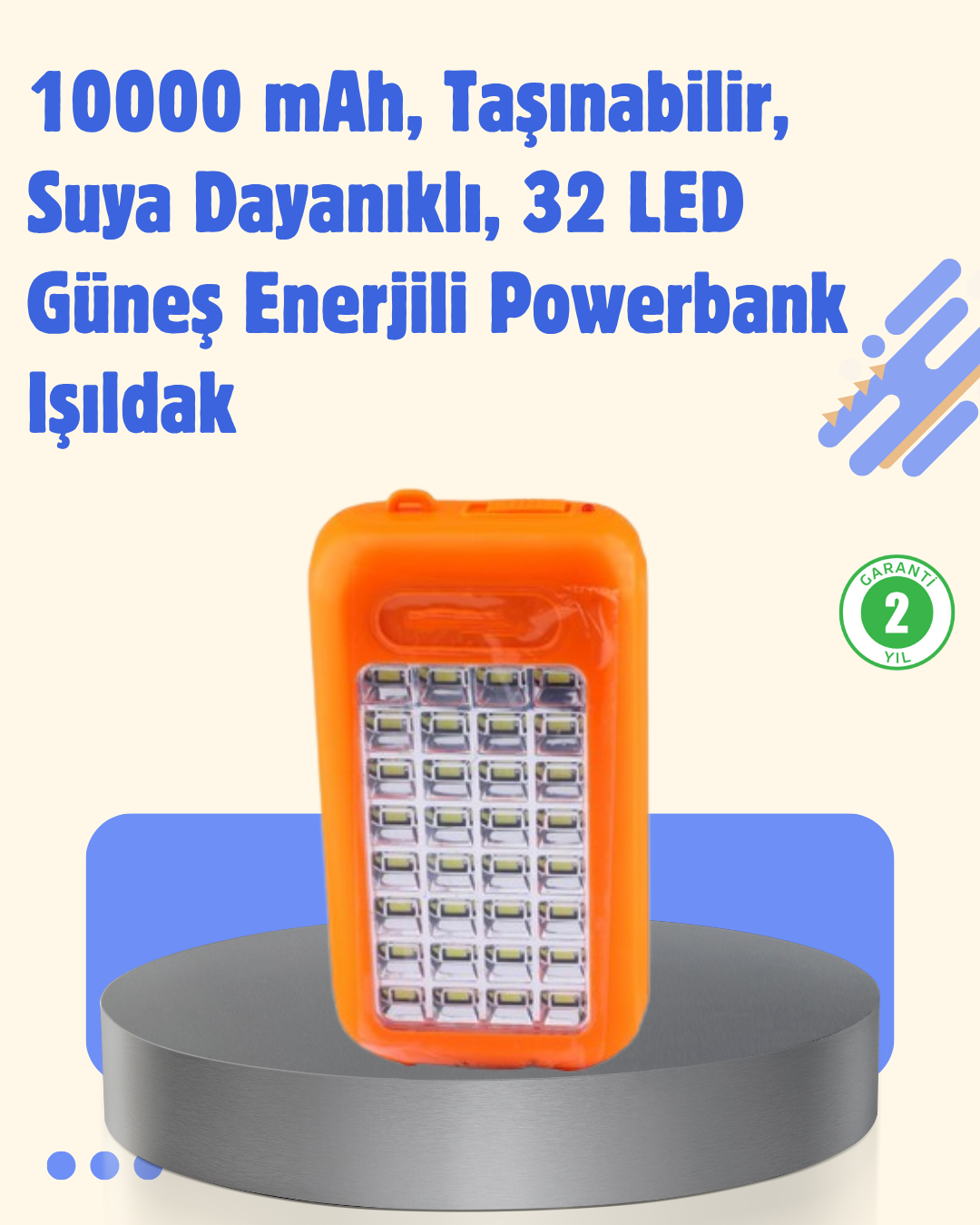 Gold Silver GS-875 Güneş Enerjili Powerbank ve 32 LED Işıldak - Lisinya