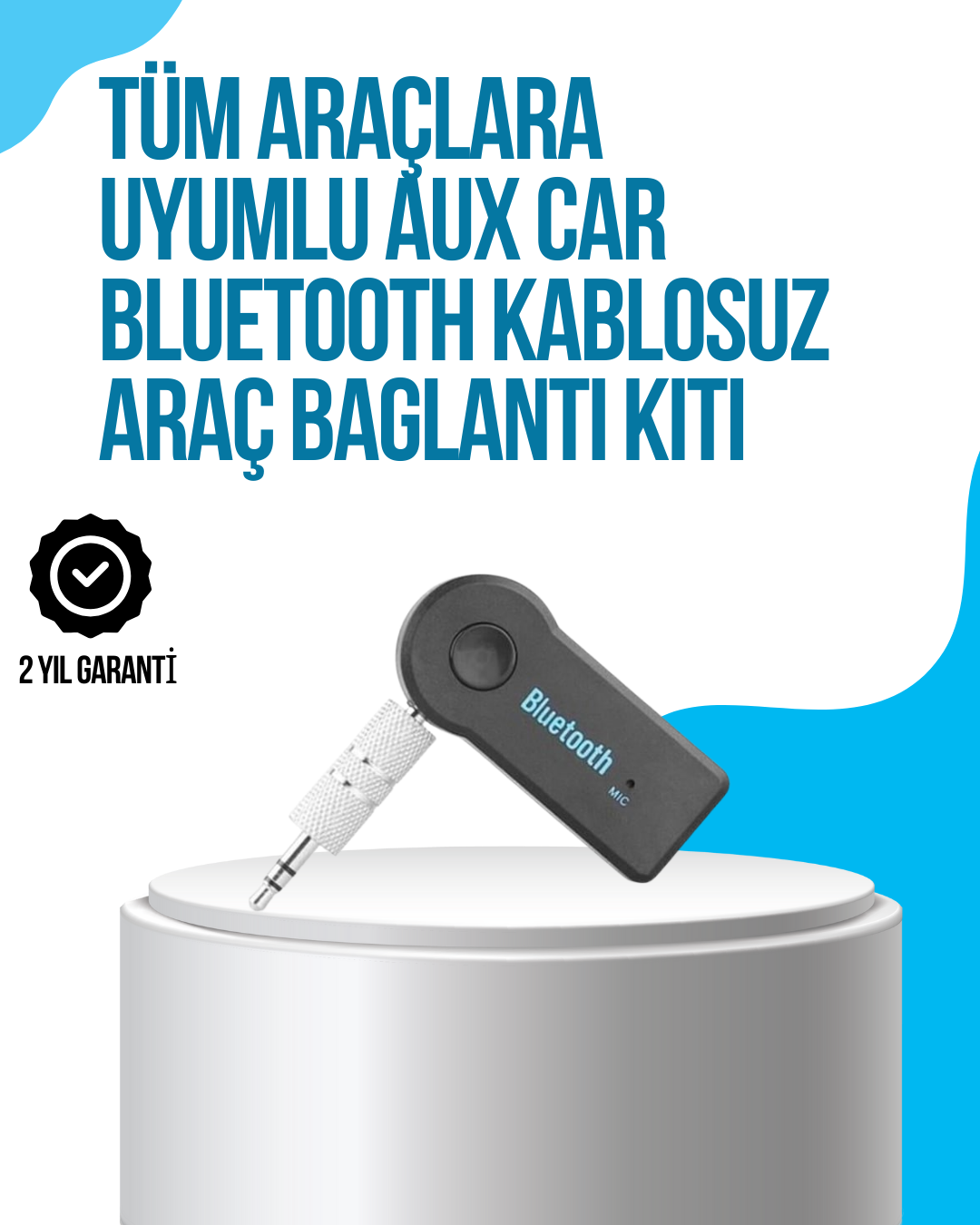 Araç İçi Bluetooth AUX Müzik ve Telefon Görüşmesi Adaptörü - Lisinya