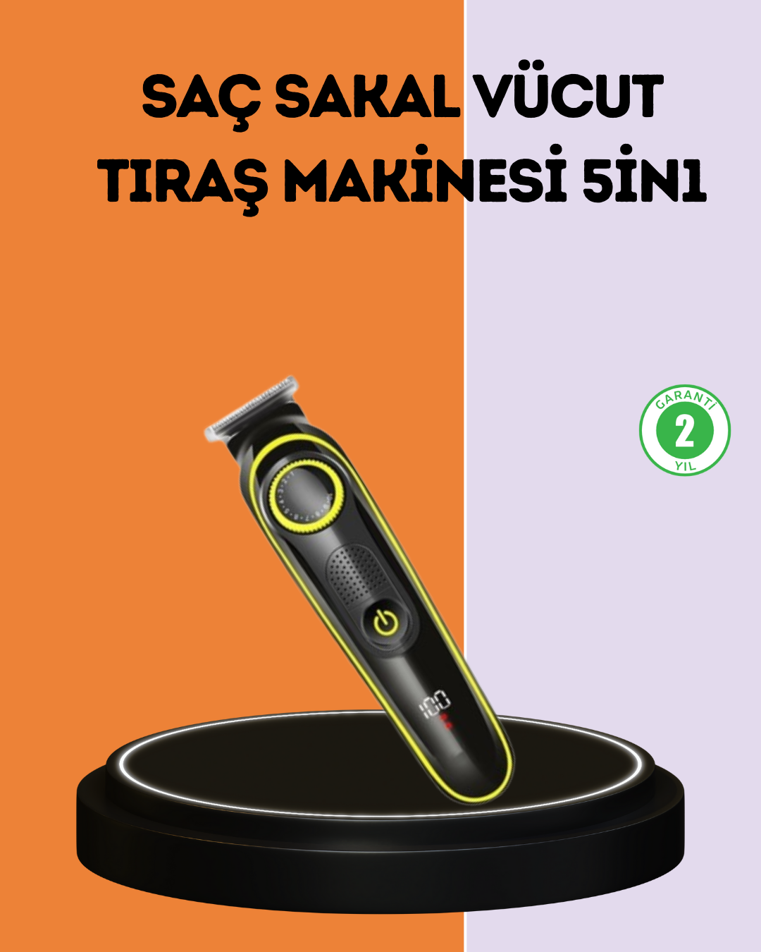 LED Ekranlı Şarjlı Saç ve Sakal Kesme Makinesi Erkek Bakım Cihazı Çok Başlıklı Set - Lisinya