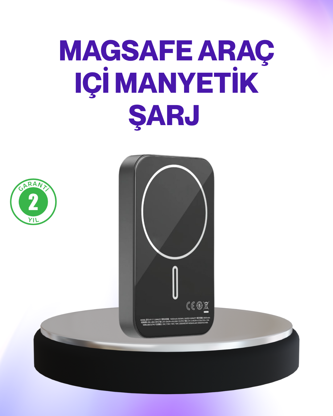 Mıknatıslı MagSafe Uyumlu Araç Tutucu Kablosuz Şarj Destekli - Lisinya