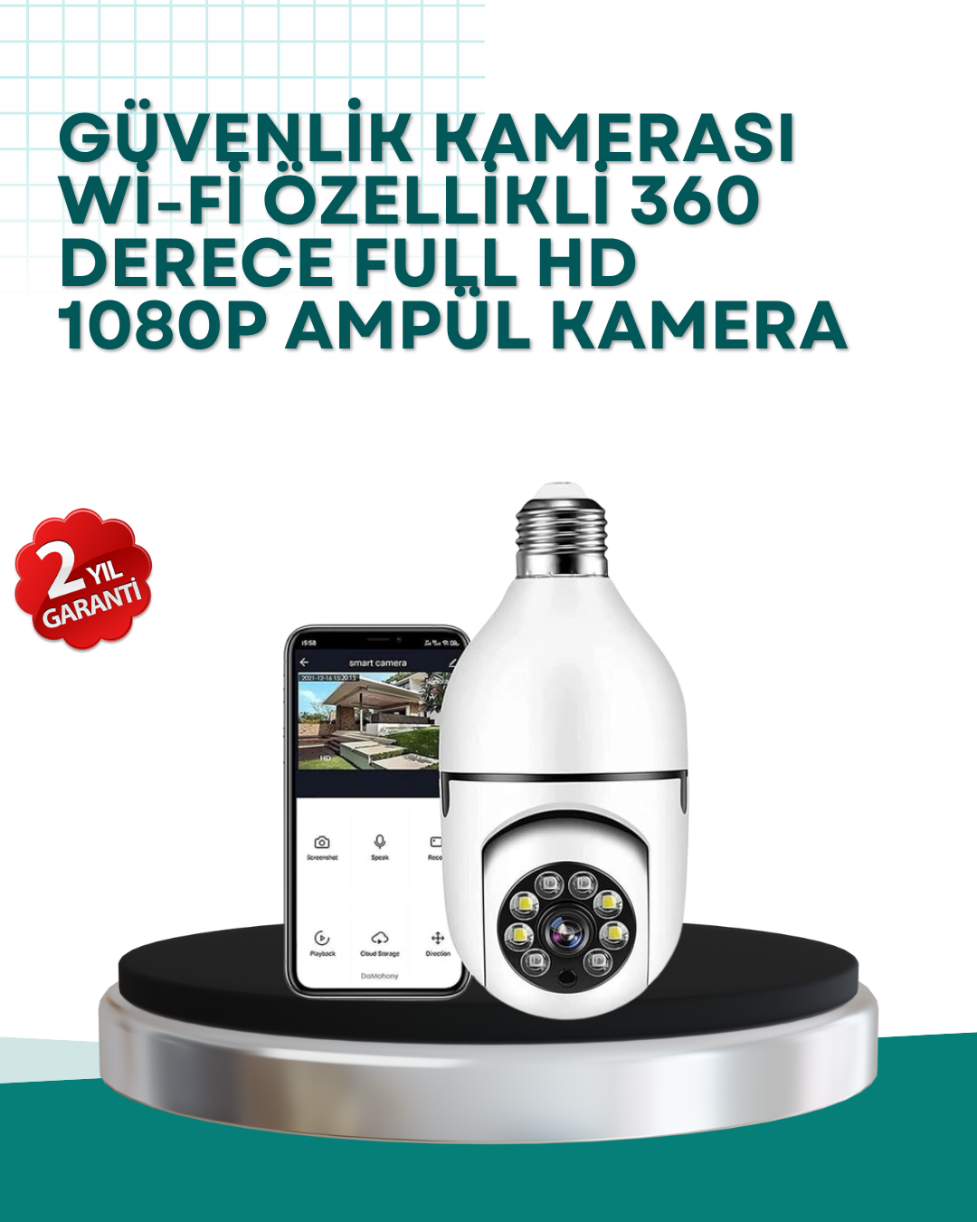 360° Panoramik Görüntüleme Sunan Ampul Tipi Güvenlik Kamerası - Lisinya