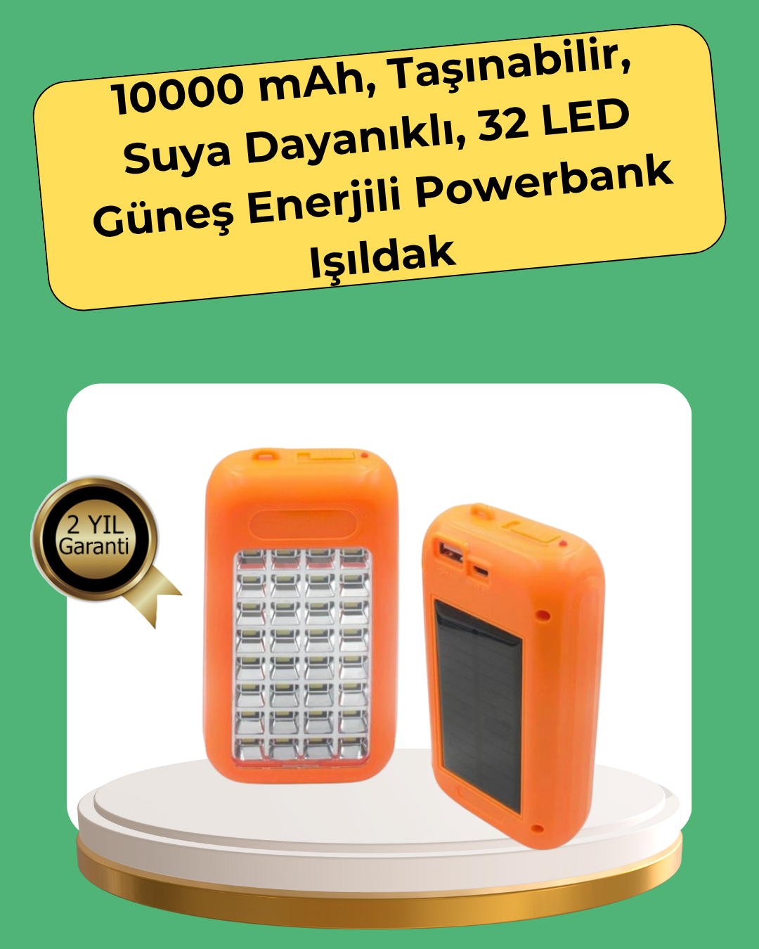 10000 mAh Güneş Enerjili Taşınabilir Şarj Cihazı ve Aydınlatma Cihazı - Lisinya