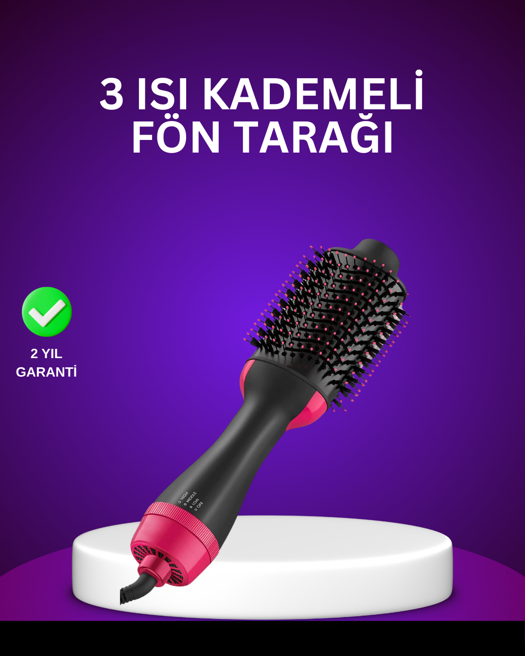 Negatif İyon Teknolojili Saç Kurutma ve Şekillendirme Fırçası - Lisinya