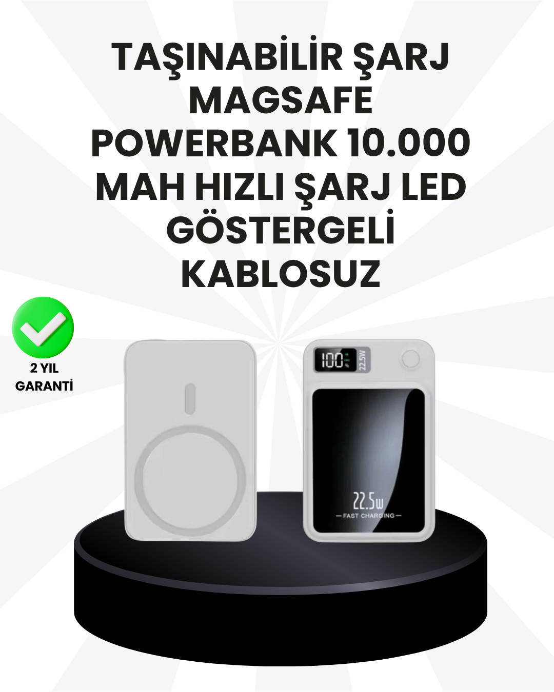 5000mAh / 10000mAh Kapasiteli Manyetik USB-C ve Kablosuz Powerbank - Lisinya