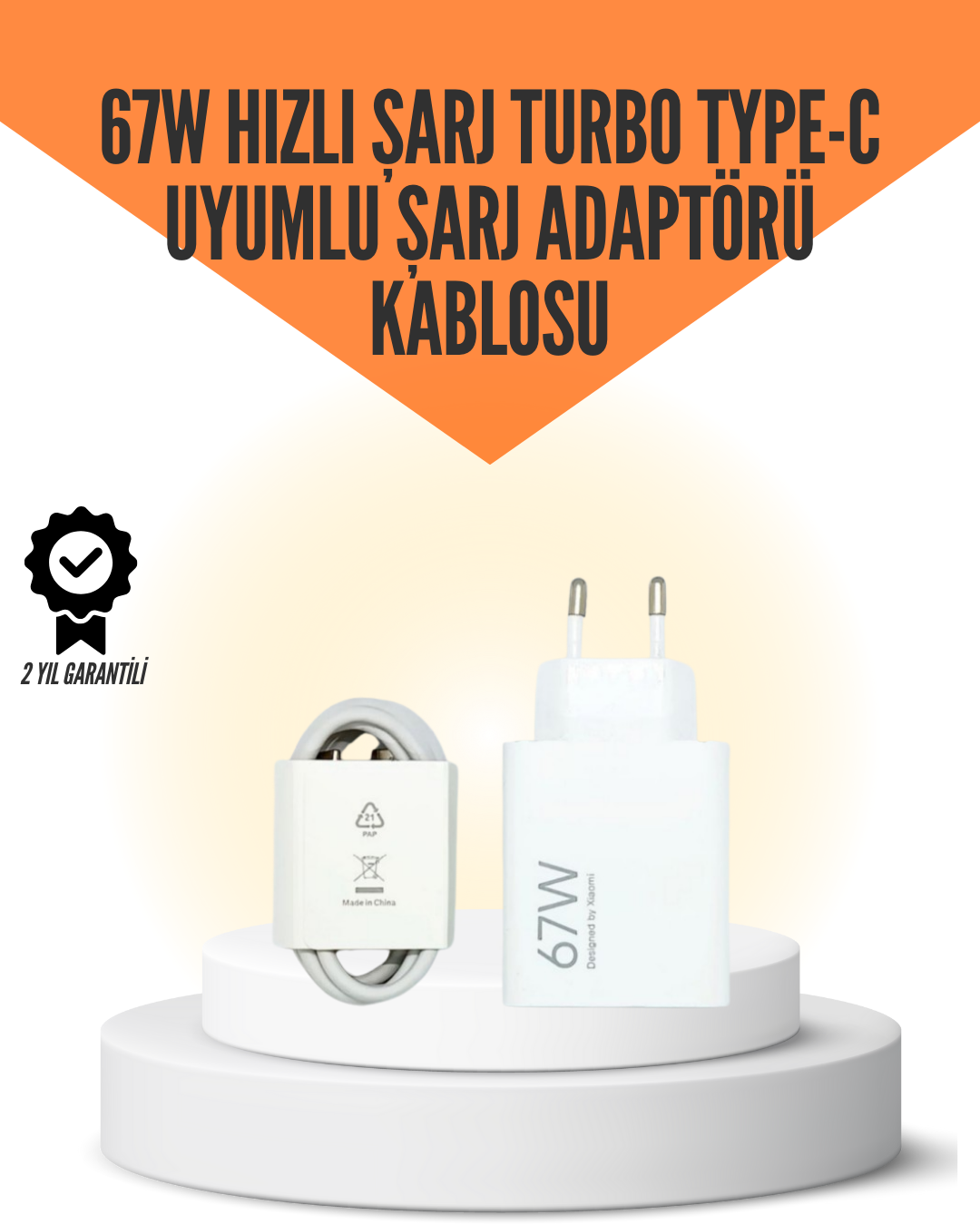 67W Hızlı Şarj Cihazı Yüksek Isı Dayanımlı Type-C Set - Lisinya