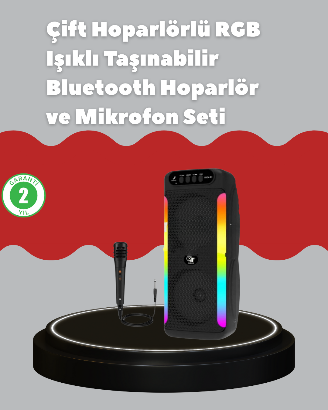 Çift 4 inç Hoparlörlü RGB Işıklı Bluetooth Ses Sistemi - Lisinya Çift 4 inç Hoparlörlü RGB Işıklı Bluetooth Ses Sistemi - Lisinya