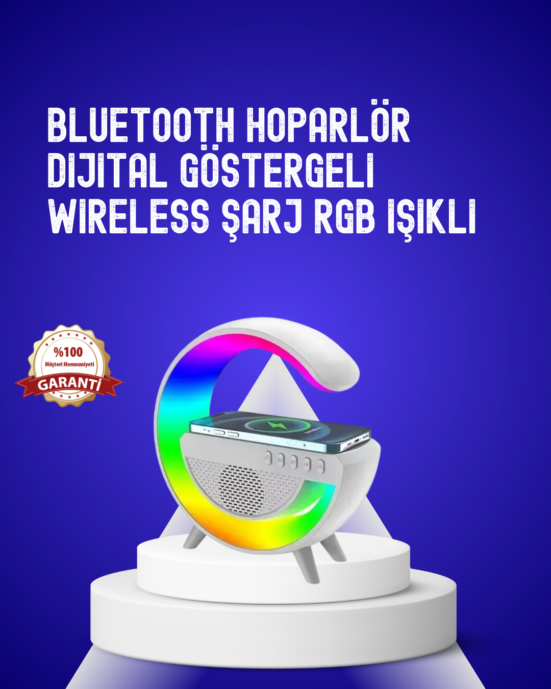 13 Renk Seçenekli Kablosuz Şarj Cihazlı LED Lamba - Lisinya