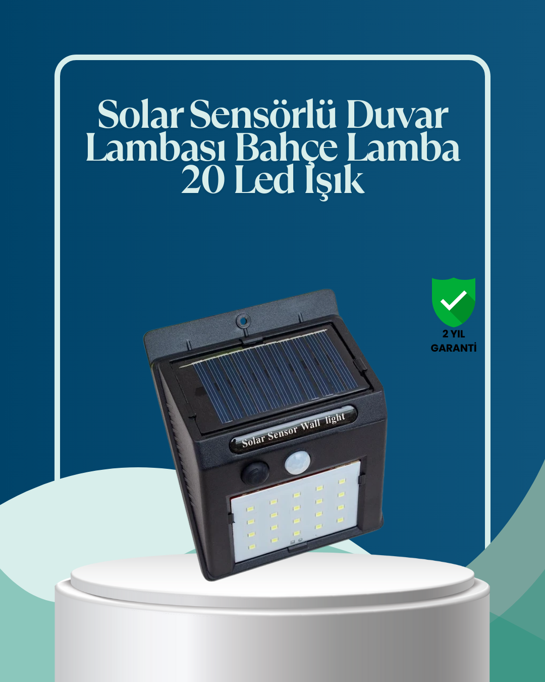 Sensörlü 20 LED Solar Duvar Lambası 3 Metre Algılama Mesafesi - Lisinya