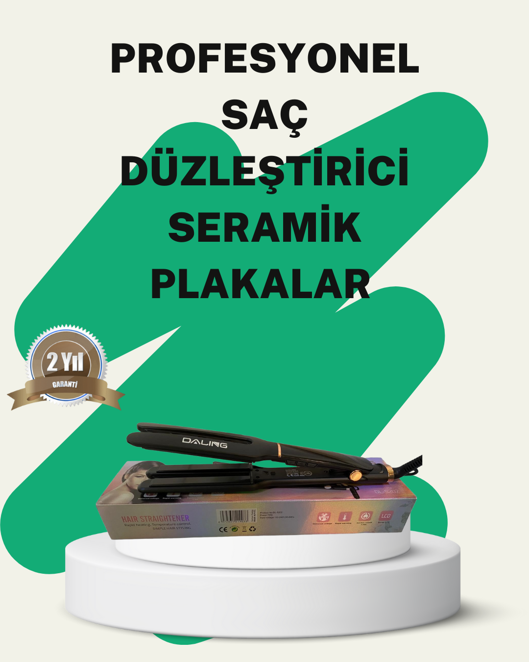 Daling Profesyonel Saç Düzleştirici Seramik Yüzey Tüm Saç Tipleri İçin - Lisinya