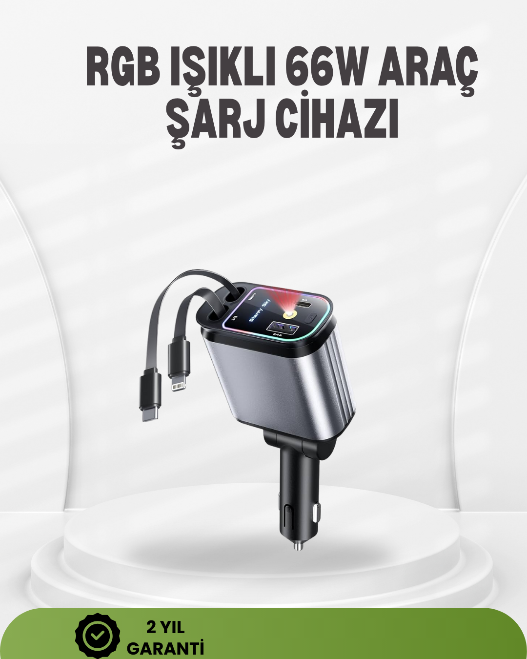 Ford, Opel, Volvo, Skoda Araçlar için 66W Çoklu Hızlı Şarj Cihazı - Lisinya