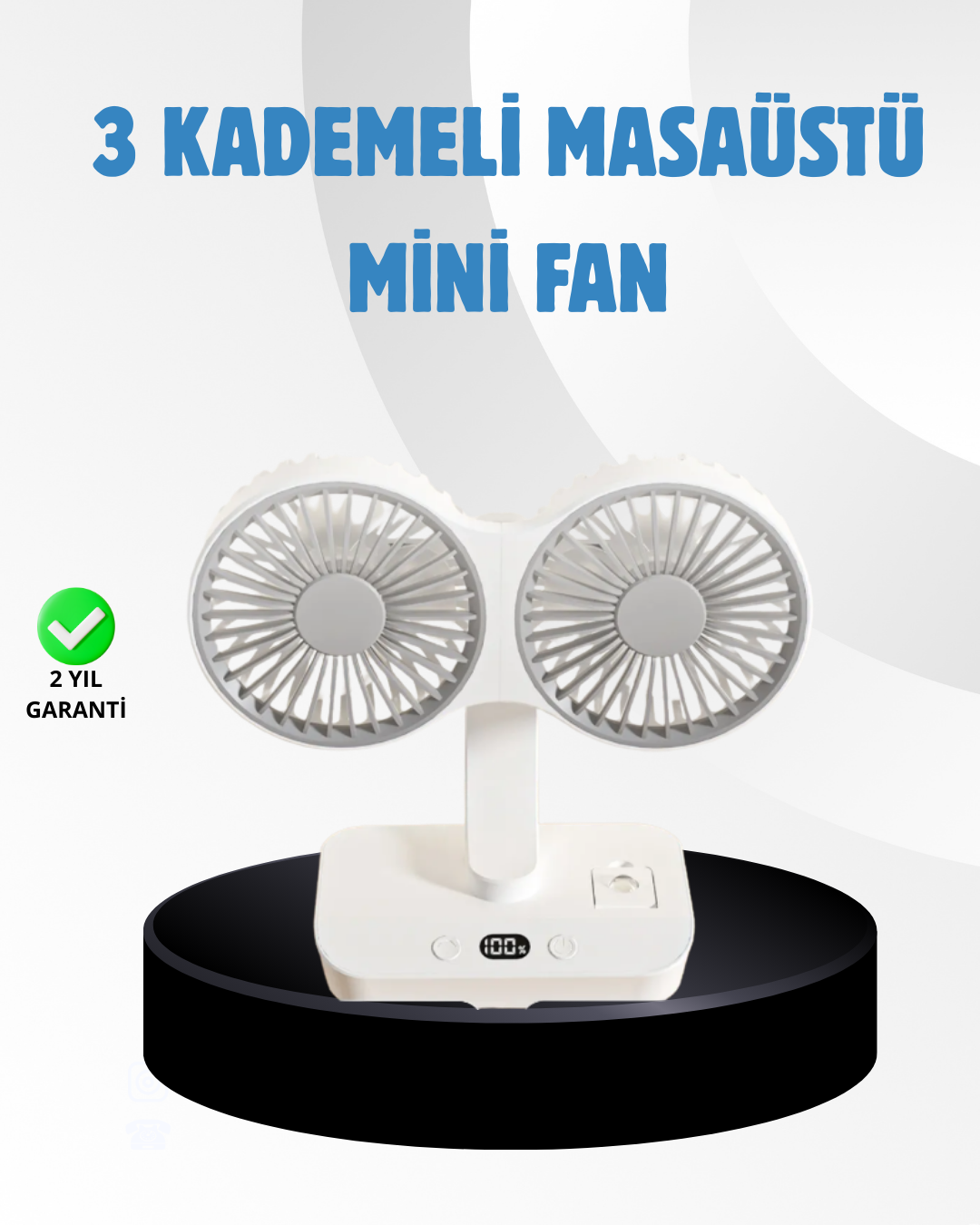 Sessiz Çalışan USB Şarjlı Çift Kafalı Masaüstü Fan – Ev ve Ofis İçin - Lisinya