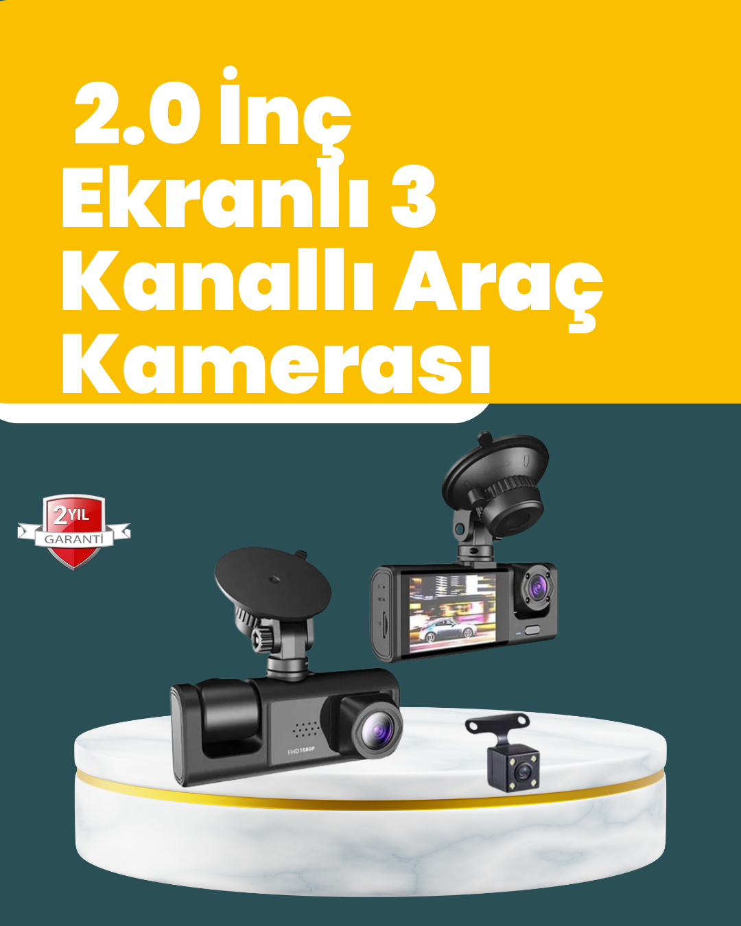 Full HD Çift Yönlü Araç Kamerası Hareket Algılama Döngüsel Kayıt - Lisinya