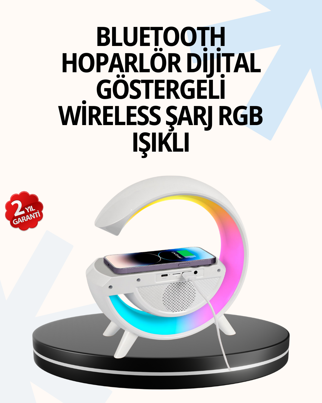 15W Hızlı Şarj Destekli LED Atmosfer Işığı ve Alarm Fonksiyonlu Lamba - Lisinya