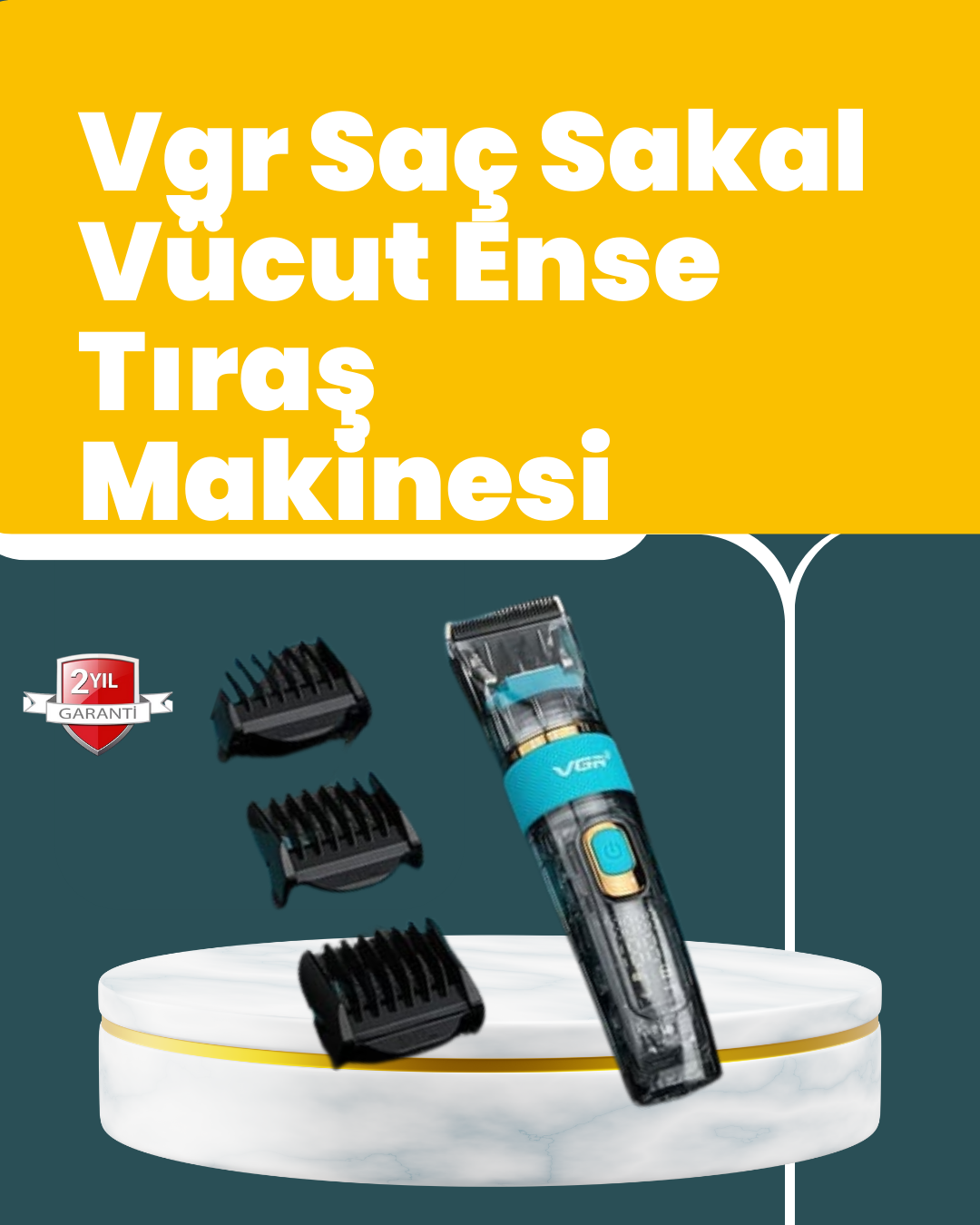 VGR V-695 Saç ve Sakal Kesme Makinesi LED Ekranlı 5 Uzunluk Ayarı - Lisinya