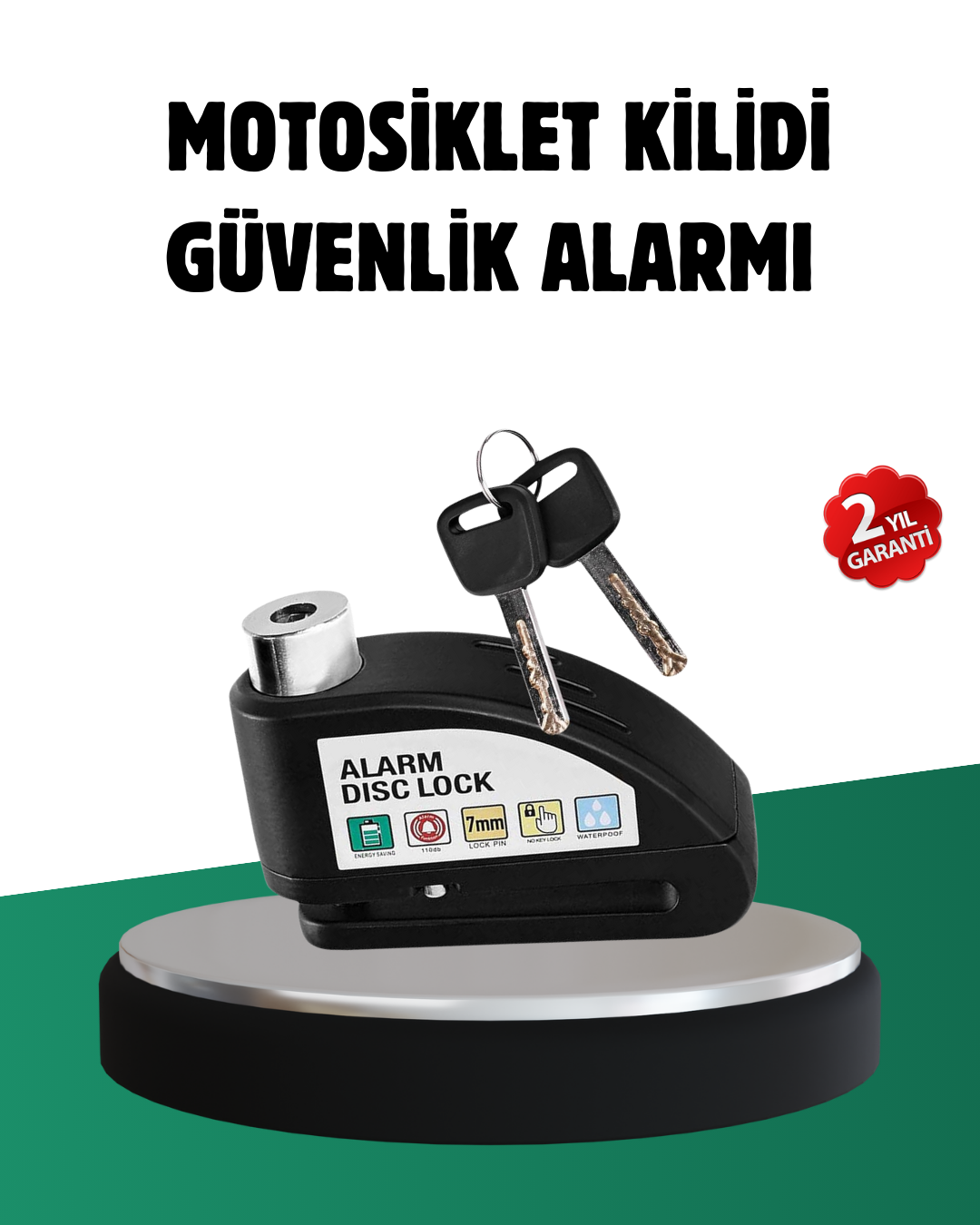 Titreşim Sensörlü Alarm Disk Kilidi Motosiklet Scooter Bisiklet - Lisinya