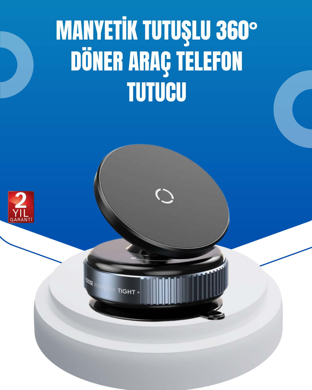 Evrensel Manyetik Araç Telefon Tutucu 360° Döner Başlık - Lisinya