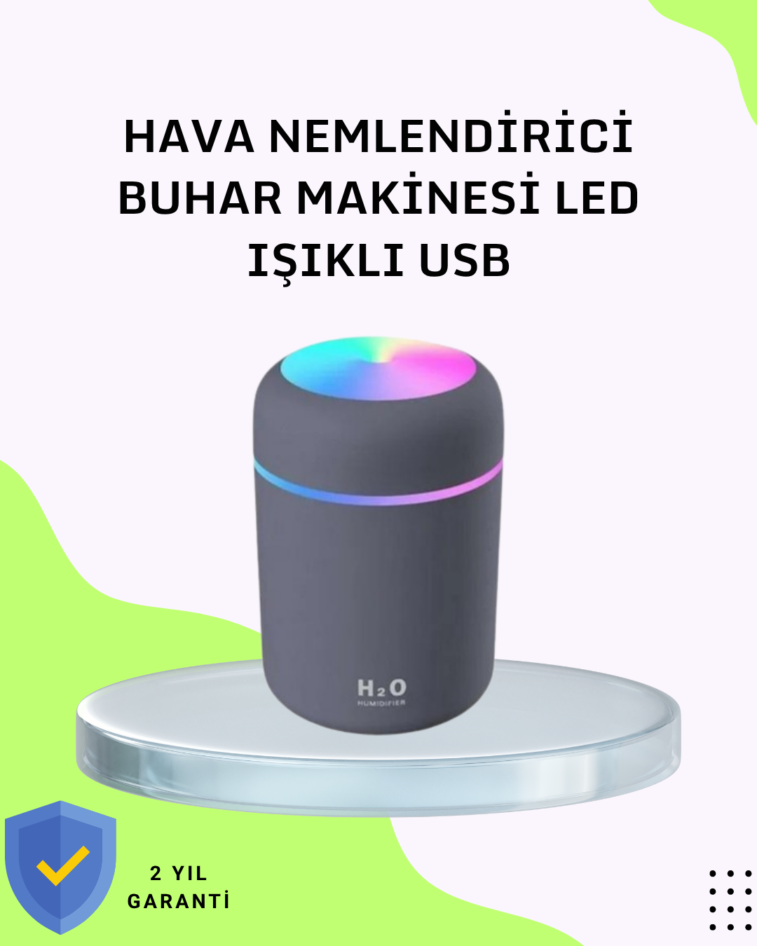 Taşınabilir Hava Nemlendirici – Renkli Işık ve USB Bağlantı - Lisinya