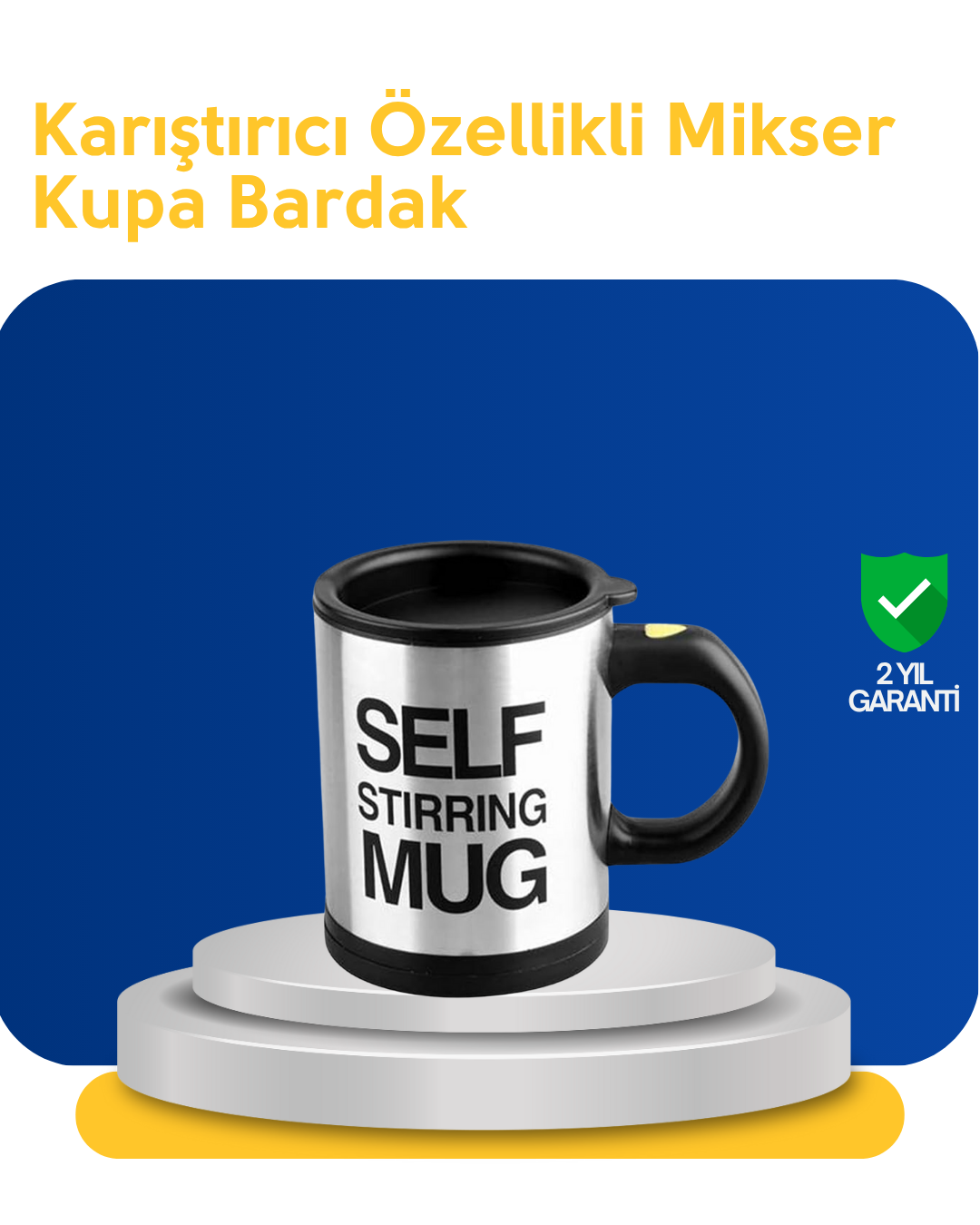 Pratik ve Dayanıklı Termos Kupa | Tek Tuşla Otomatik Karıştırma - Lisinya