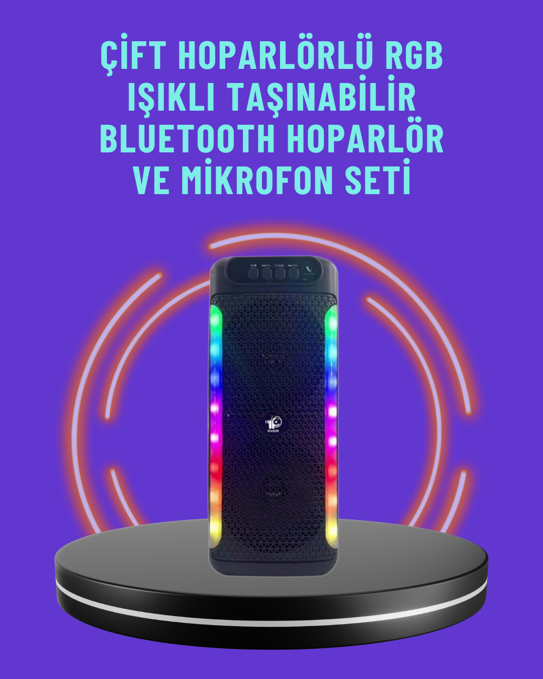Ev ve Dış Mekan Kullanımına Uygun RGB Işıklı Hoparlör - Lisinya