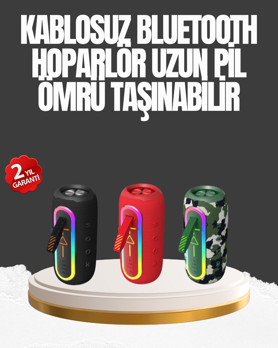 Taşınabilir Şarjlı Bluetooth Hoparlör Güçlü Bas - Lisinya