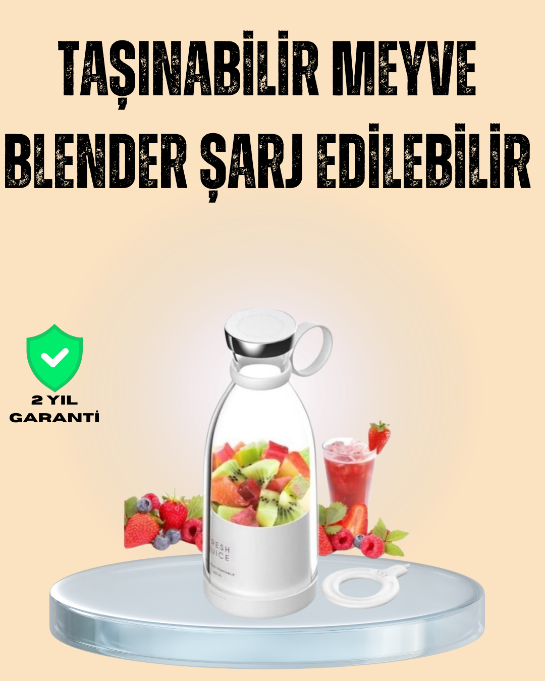 1200mAh Şarjlı, Hafif ve Pratik Taşınabilir Blender - Lisinya