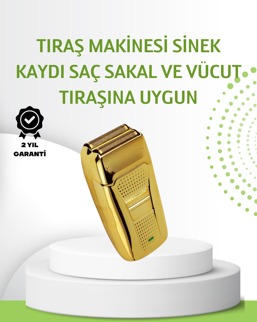 Çift Başlık ve Favori Şekillendirme Özellikli Altın Renk Tıraş Makinesi - Lisinya