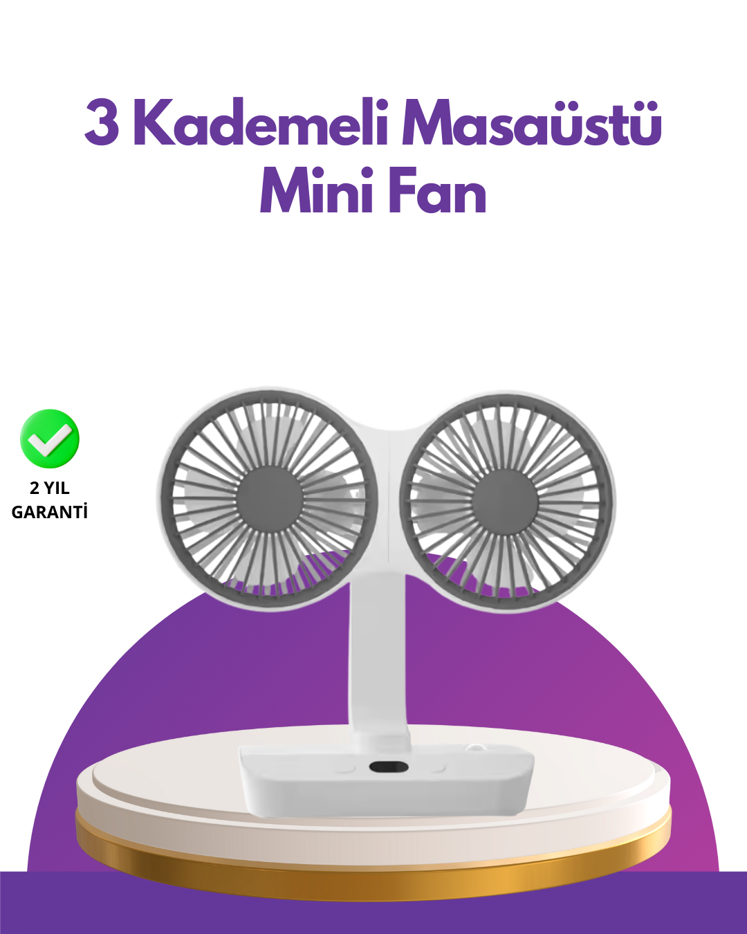 4 Kademeli Hız Ayarlı USB Şarjlı Çift Taraflı Masaüstü Vantilatör - Lisinya