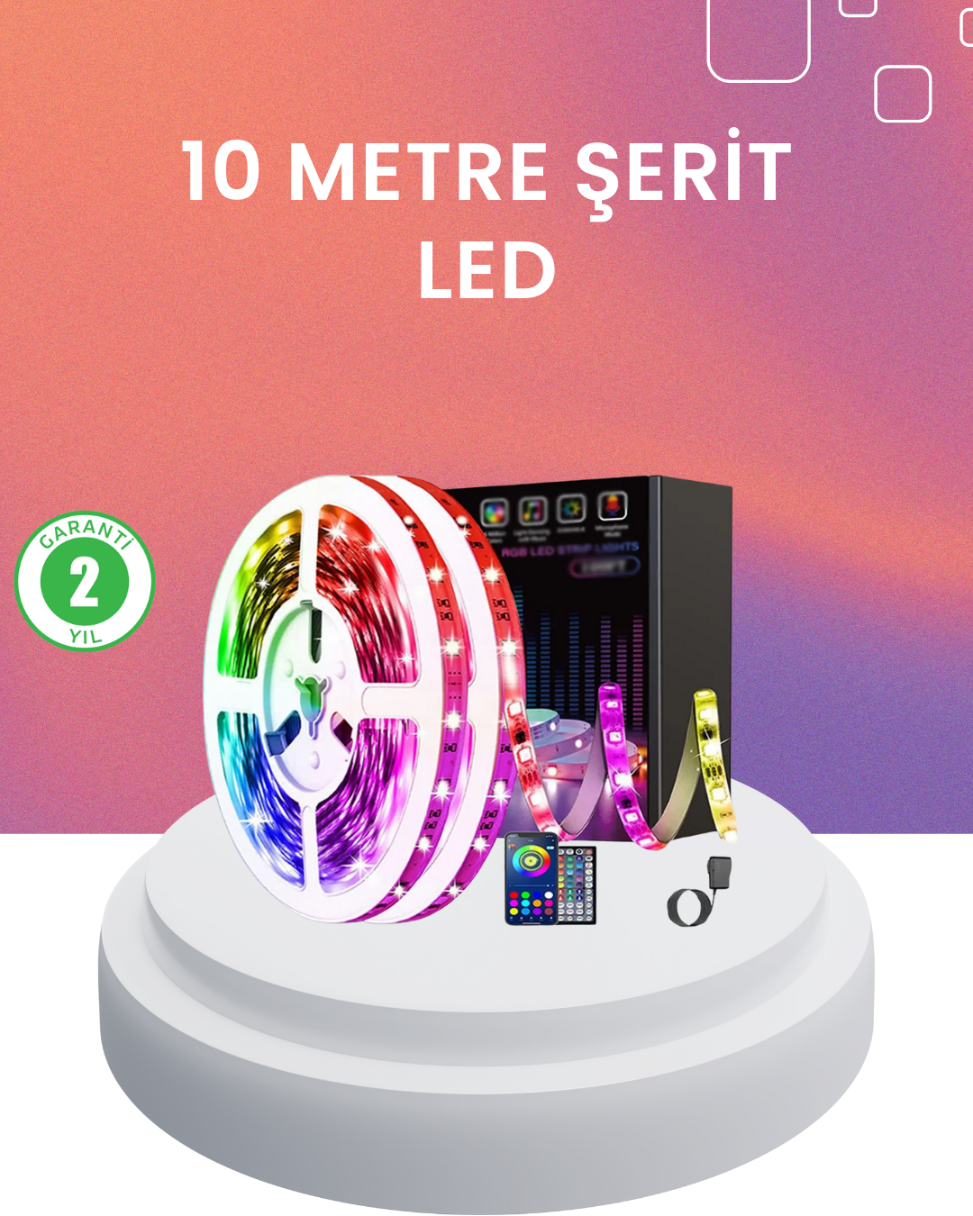 10 Metre Telefon Kontrollü Smart Şerit Led USB RGB Kumandalı - Lisinya