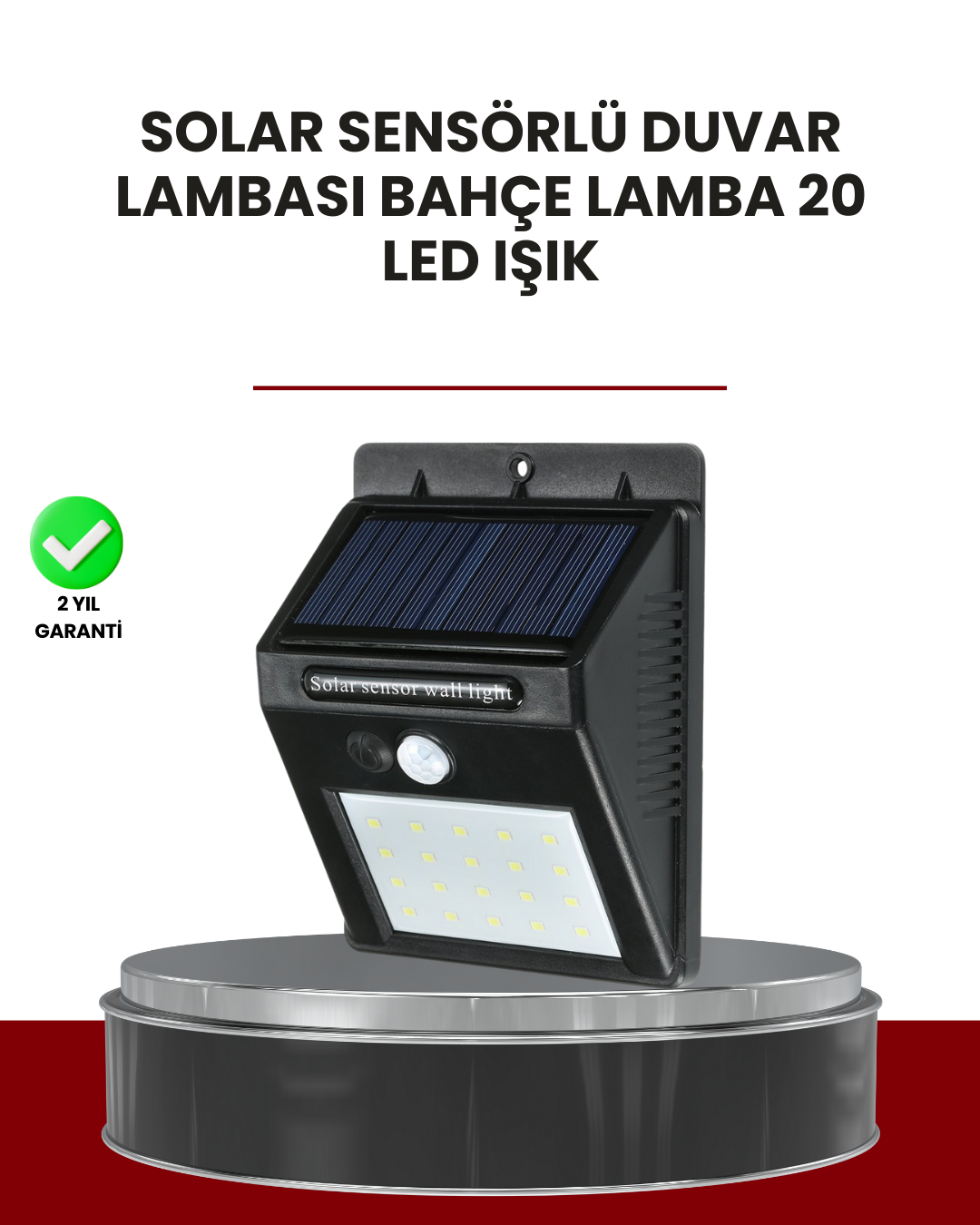 Bahçe ve Dış Mekanlar İçin Güneş Enerjili 20 LED Hareket Sensörlü Lamba - Lisinya
