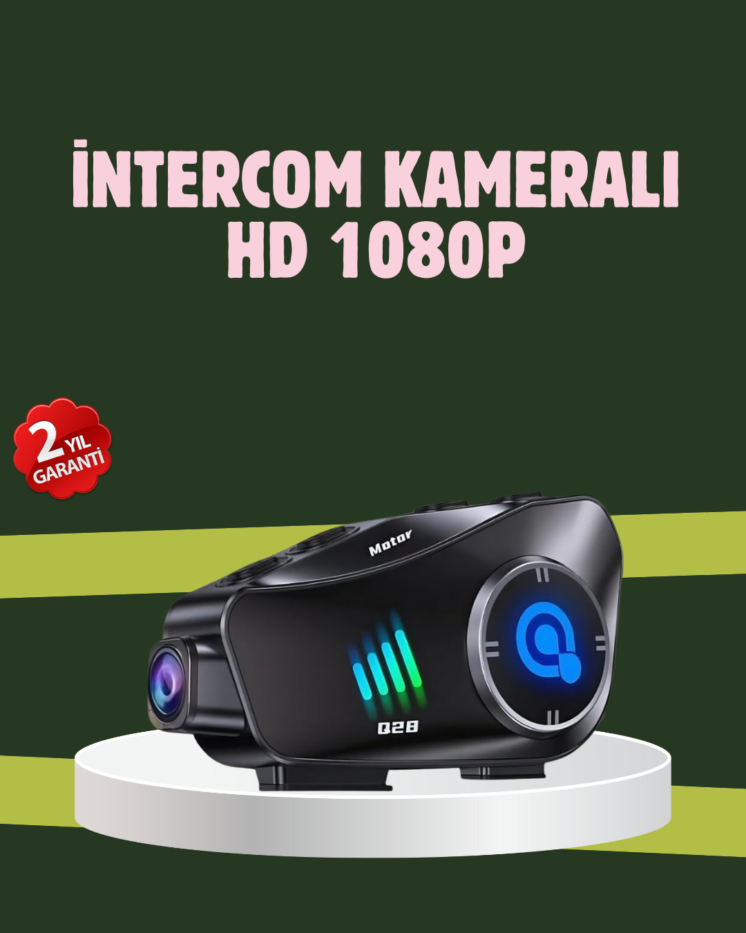 Q28 Full HD Kameralı Motosiklet Kask Kulaklığı – 45 Saat Müzik, IPX6 Su Geçirmez - Lisinya