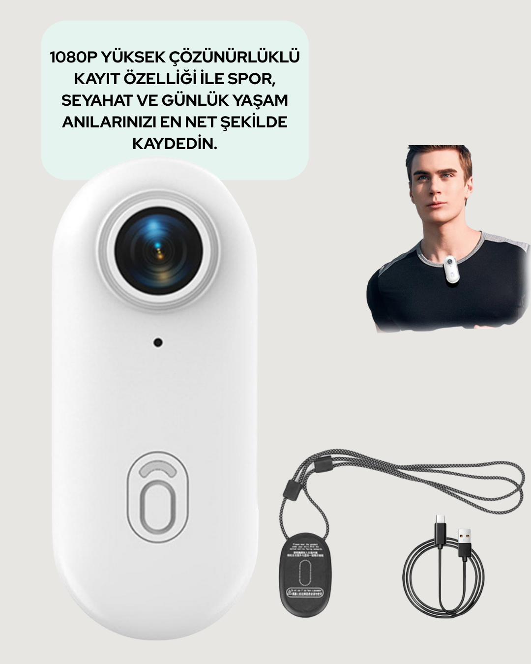 Şarj Edilebilir Uzun Ömürlü Mini Spor Kamera Full HD - Lisinya