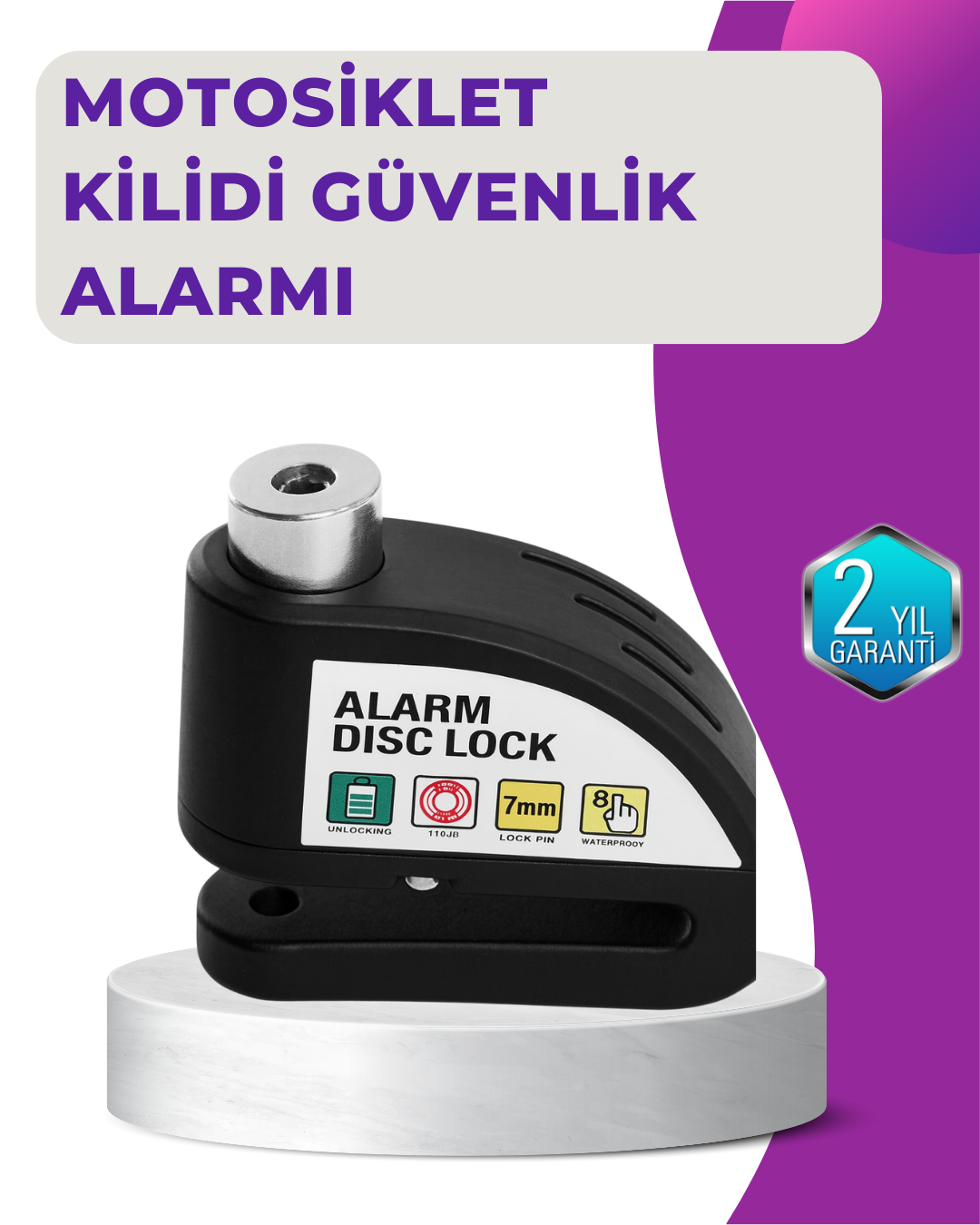 110 dB Alarm Disk Kilidi Motosiklet Scooter Bisiklet Güvenlik - Lisinya