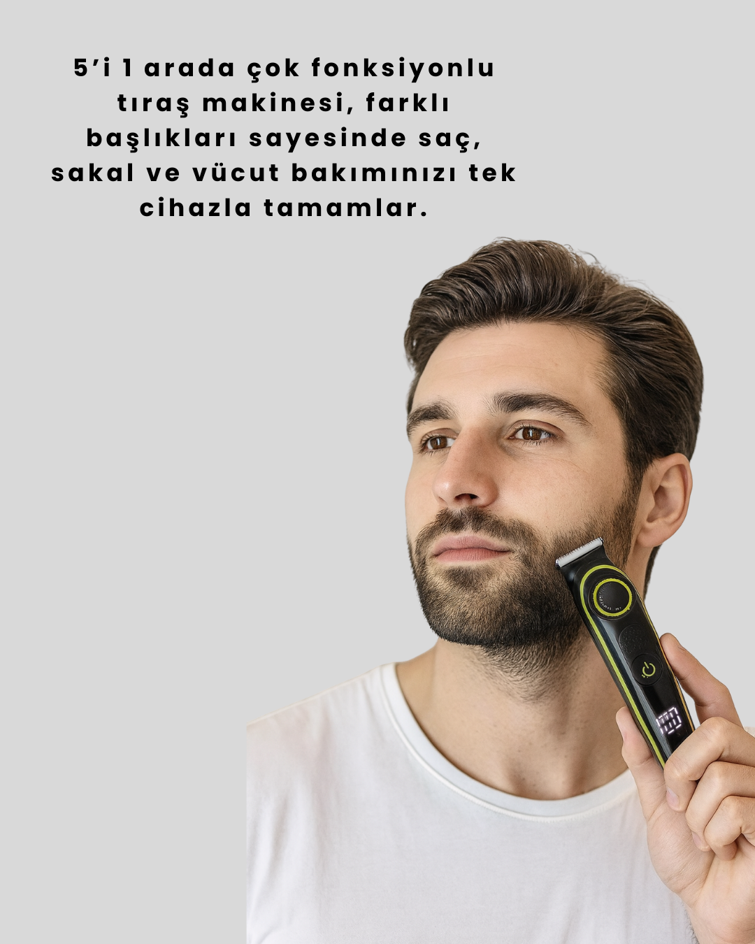 5 Başlıklı Çok Fonksiyonlu Saç Kesme ve Sakal Düzeltme Makinesi Erkek Bakım Aleti - Lisinya