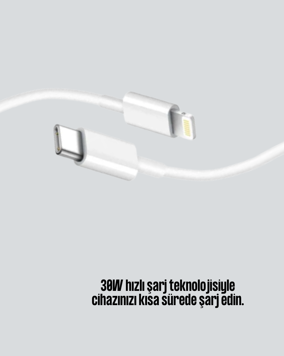 30W Type-C Lightning Hızlı Şarj Kablosu 1.2m iPhone Uyumlu - Lisinya