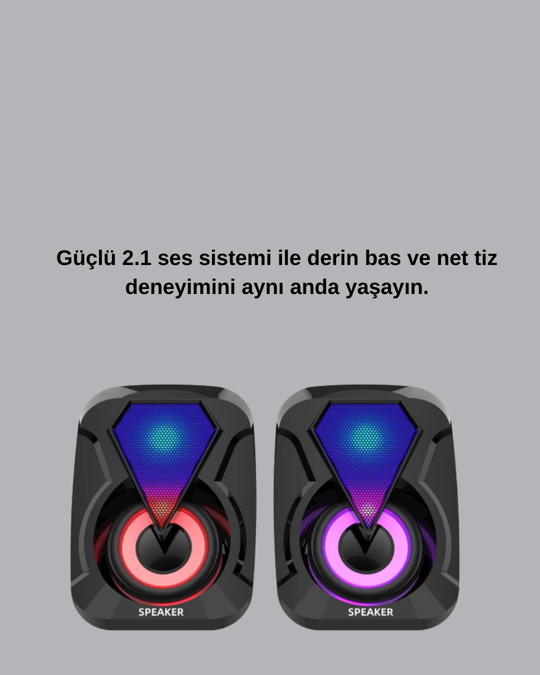 USB Bağlantılı RGB 2.1 Hoparlör Seti Derin Bas ve Renkli Işık - Lisinya USB Bağlantılı RGB 2.1 Hoparlör Seti Derin Bas ve Renkli Işık - Lisinya